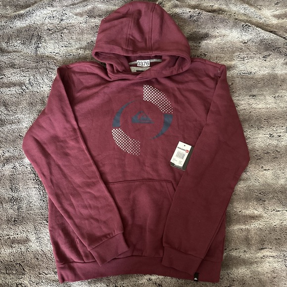 QUICKSILVER Graphic Print Pullover Maroon Hooded Sweatshirt Hoodie Men's Size XL - Picture 1 of 5